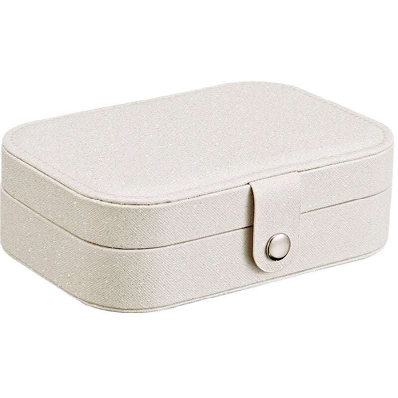 foto del prodotto travel jewelry box, double layer travel jewelry organizer for women, double layer pu leather, white, 6.5 x 4.7 x 2.2 