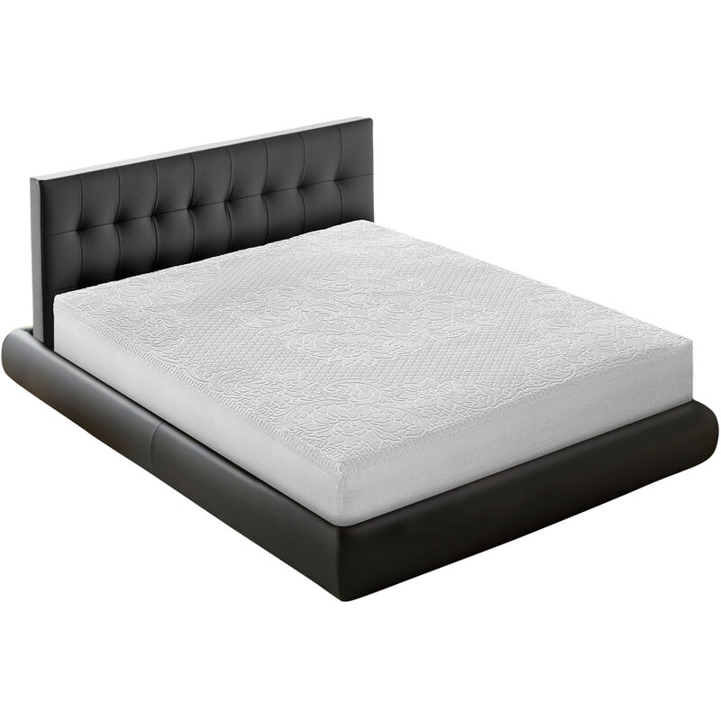foto del prodotto traversa coprimaterasso per letto in spugna 100 cotone jacquard made in italy angoli elasticizzati, misurasingolocolorebianco