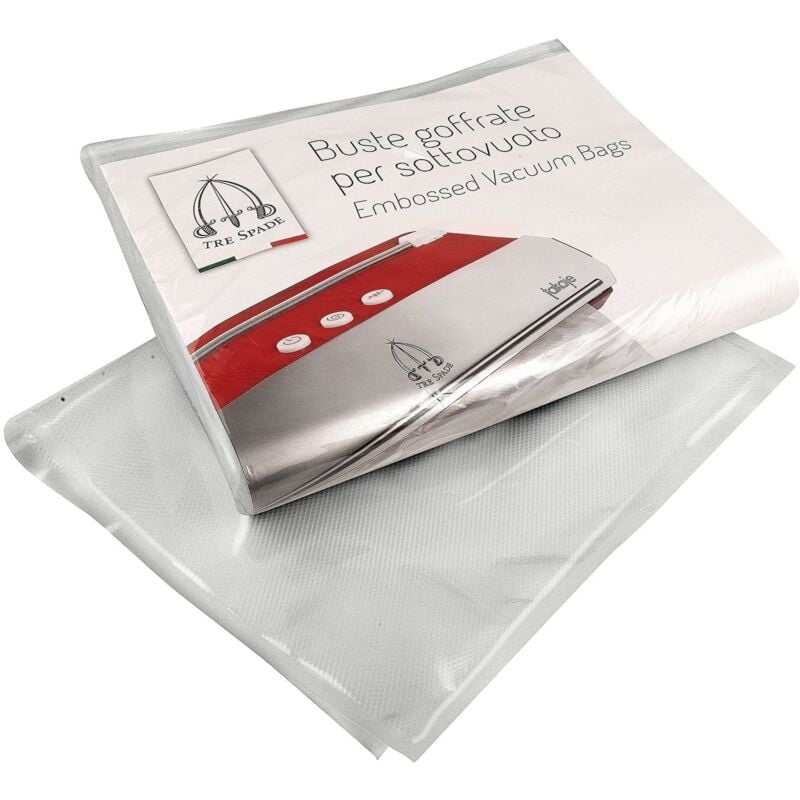 foto del prodotto tre spade sacchetti sottovuoto 50 sotto vuoto per alimenti 25 x 50 cm