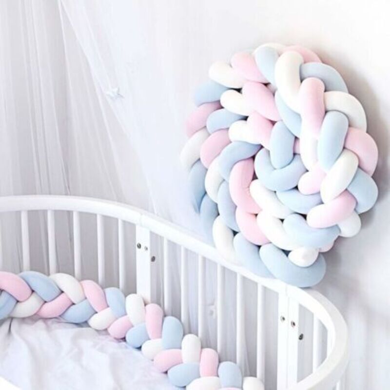 foto del prodotto treccia per lettino a 3 fili, treccia per lettino, treccia per lettino con cotone pp altamente elastico, paracolpi anticollisione, per la decorazione