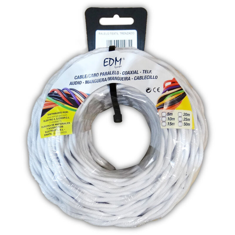 foto del prodotto treccia tessile parallela 3x2,5mm bianco 25mts