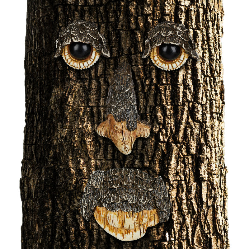 foto del prodotto tree face, 4 elementi, spirito della foresta, resistente a intemperie, da appendere al tronco, marrone beige relaxdays