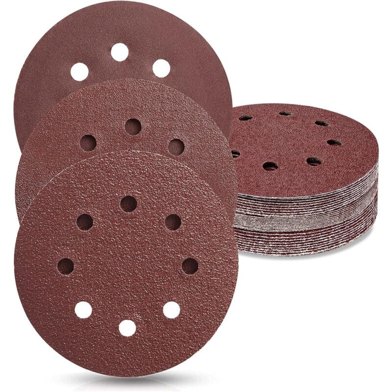 foto del prodotto treetalk 30 dischi abrasivi con gancio e anello, grana mista 10x400 800 1200, set di tamponi abrasivi rotondi da 125 mm, 8 fori, per levigatrice