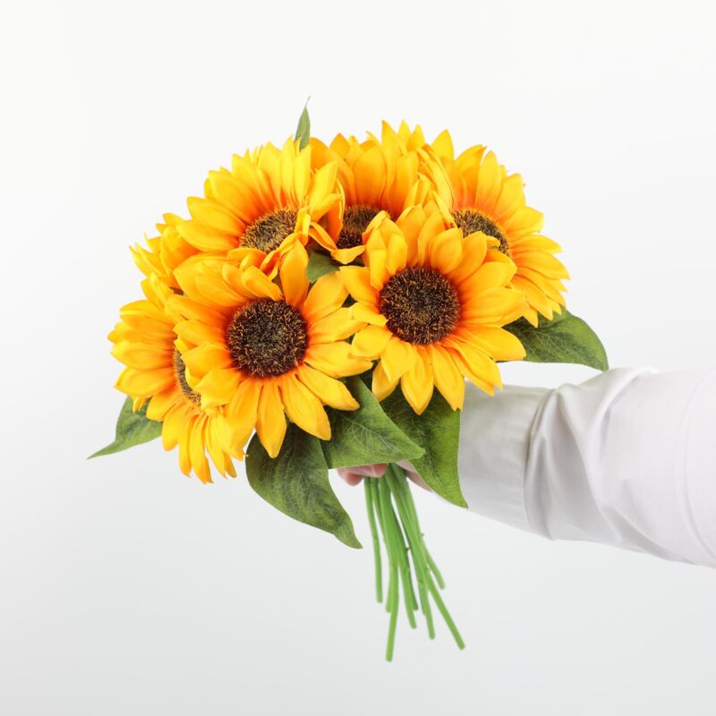 foto del prodotto treetalk bouquet di girasoli artificiali, bouquet di fiori di seta finti, fiori finti 5 pezzi