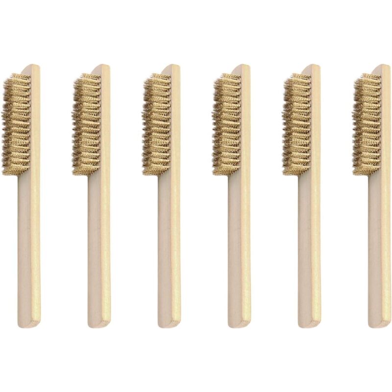 foto del prodotto treetalk brushware set di spazzole metalliche 6 pezzi, spazzola in ottone, spazzola metallica con setole in ottone 200 mm, per rimuovere ruggine,