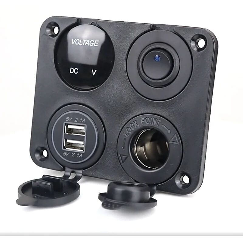 foto del prodotto treetalk pannello interruttori per caricabatteria da auto 4 in 1, doppia funzione di carica usb voltmetro a led interruttore a bilanciere