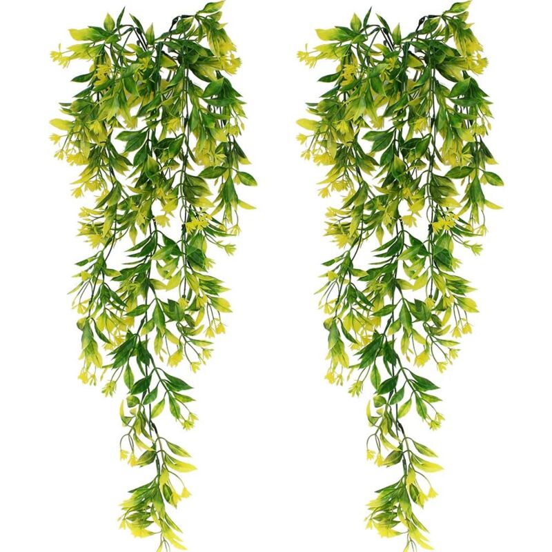 foto del prodotto treetalk pezzi di edera artificiale, piante verdi artificiali sospese per feste, matrimoni, cucina, giardino, decorazione per ufficio, giallo