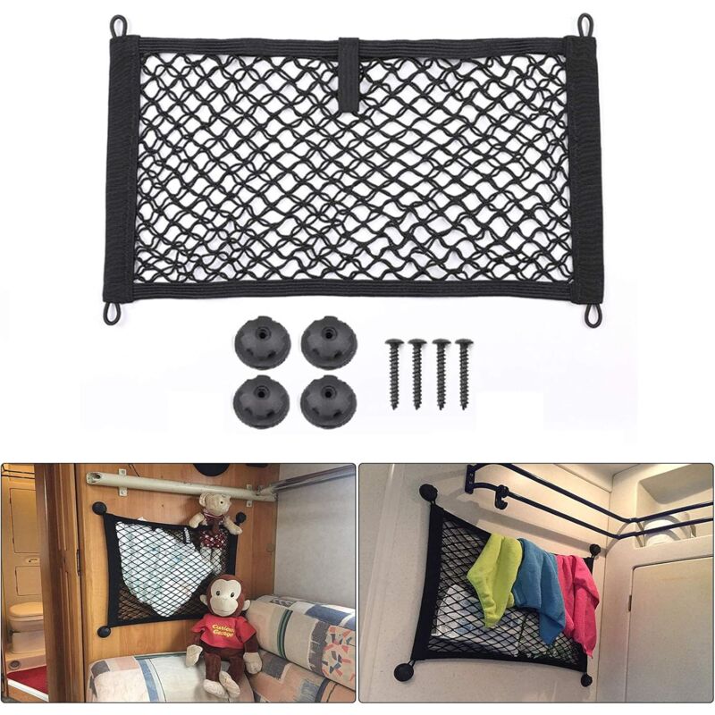 foto del prodotto treetalk rete portaoggetti laterale per auto elastica per roulotte, camper, camion, furgone rete portaoggetti per bagagli 25 x 45 cm