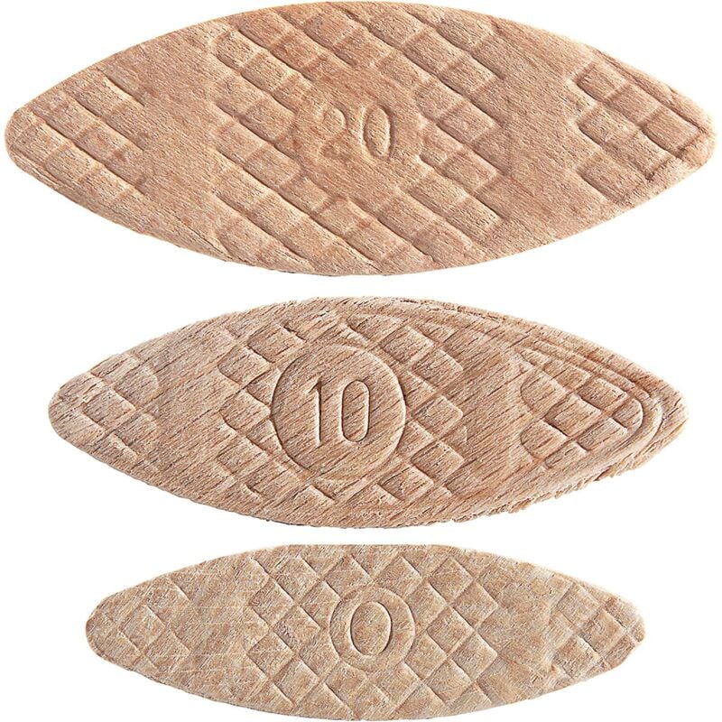 foto del prodotto trend confezione mista di 100 biscotti di faggio per assemblaggio n. 0, 10, 20 per lavori di falegnameria, giunzioni e cornici per mobili,
