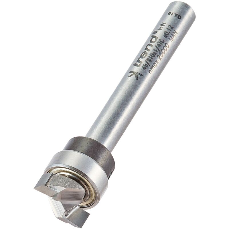 foto del prodotto trend fresatore per profilatura guidato professionale, diametro 12,7 mm x taglio 4 mm, gambo da 6,35 mm, cuscinetto da 12,7 mm, punta in carburo di