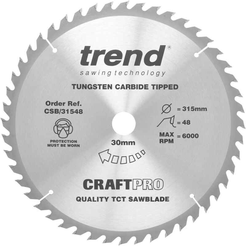 foto del prodotto trend lama per sega circolare craftpro tct combinata, diametro 315 mm x 48 denti x foro 30 mm, punta in carburo di tungsteno, csb 31548