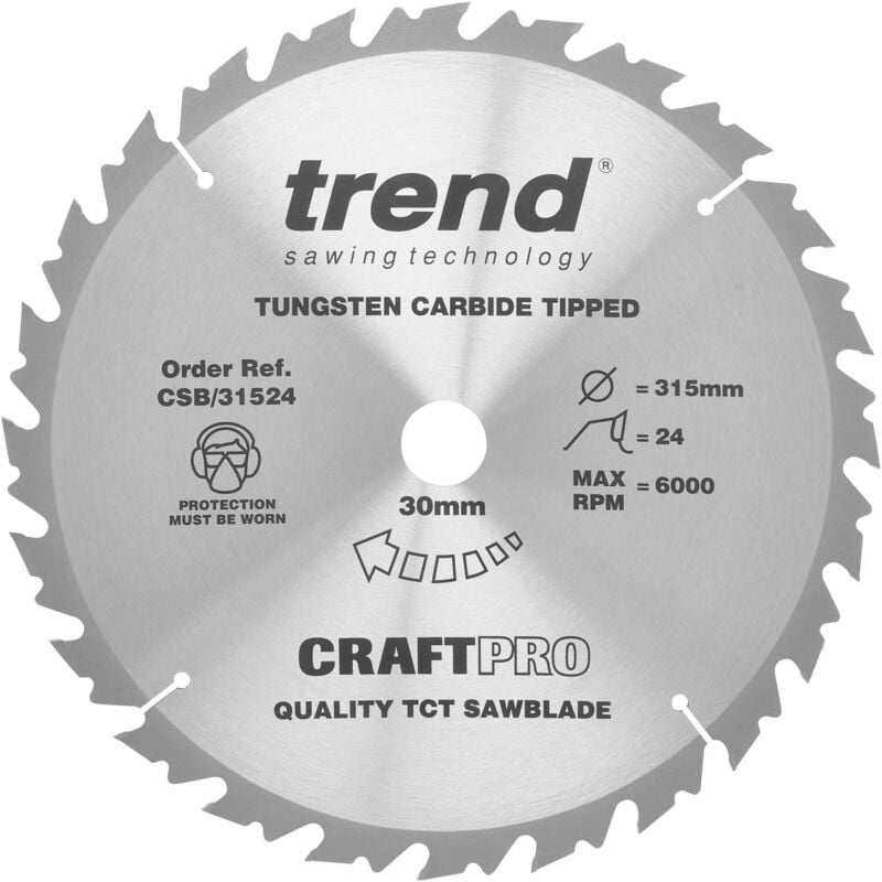 foto del prodotto trend lama per sega craftpro tct, diametro 315 mm x 24 denti x foro 30 mm, punta in carburo di tungsteno, csb 31524