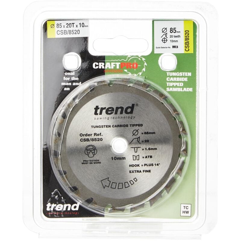 foto del prodotto trend lama per sega sottile craftpro tct per mini seghe titan ttb689csw, 85 mm x 20 denti x foro da 10 mm, punta in carburo di tungsteno, csb 8520
