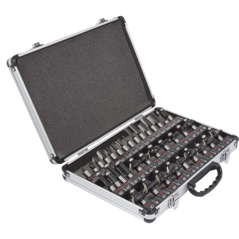 foto del prodotto trend set di partenza di 35 frese per router, gambo da 12,7 mm, punta in carburo di tungsteno, custodia in alluminio inclusa, set ss35x1 2tc