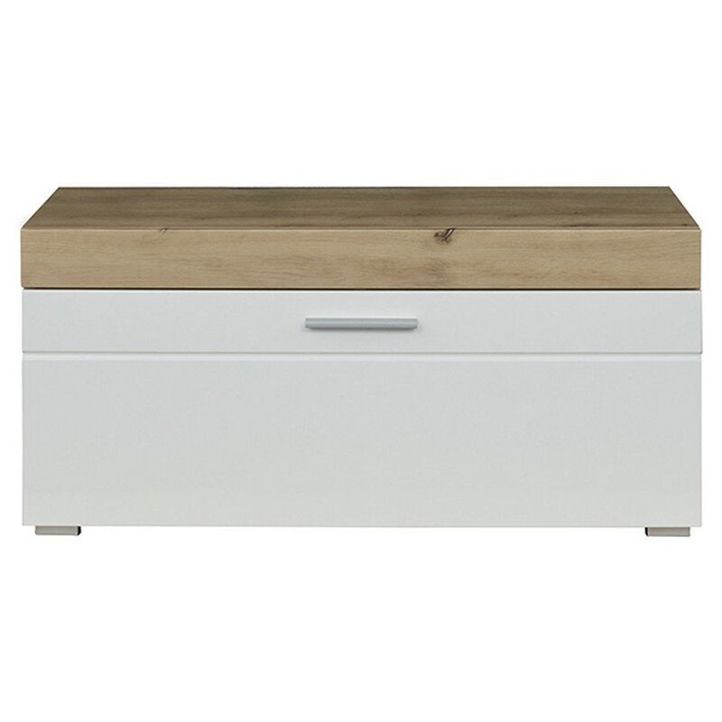 foto del prodotto trendteam panca d ingresso 1 anta decoro quercia e bianco lucido l91 cm amanda