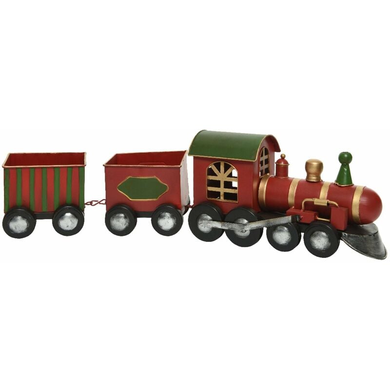 foto del prodotto trenino in ferro decorazione per villaggio di natale rosso da 58 cm