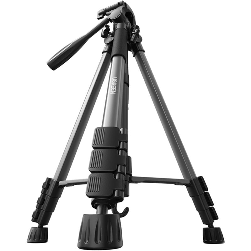 foto del prodotto treppiede professionale per smartphone e macchine fotografiche, 175 cm, nero e grigio