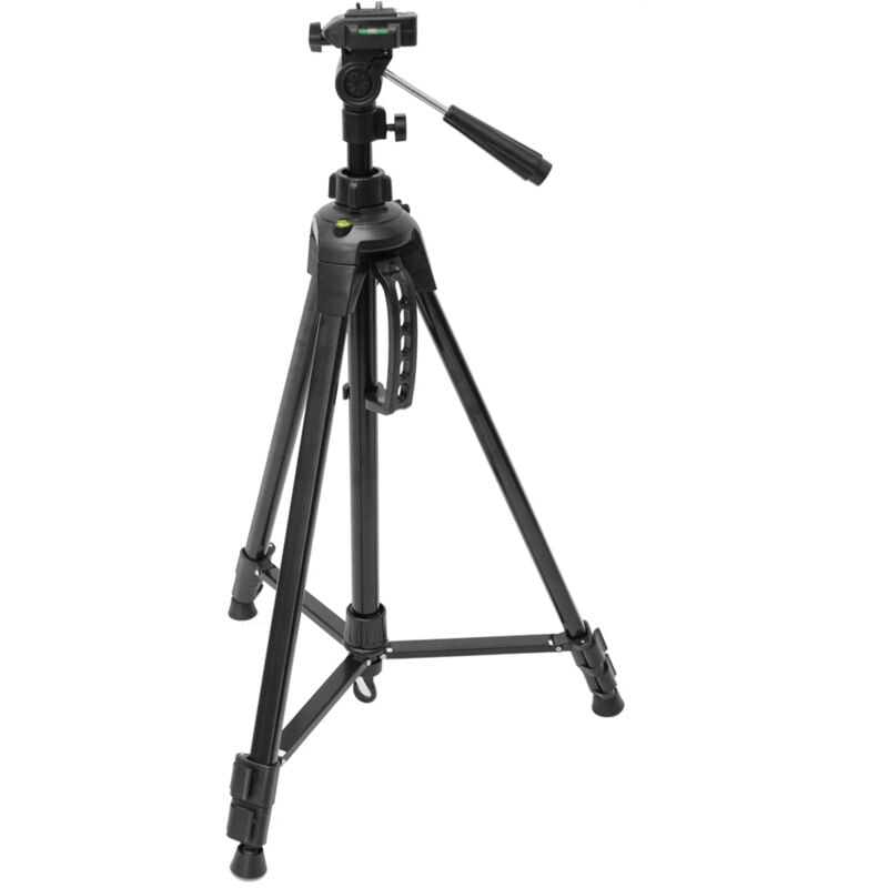 foto del prodotto treppiedi sostegno telecamera fotocamera per foto video supporto regolabile in altezza 160 cm con manovella e testa a 3 vie sistema di sgancio rapido
