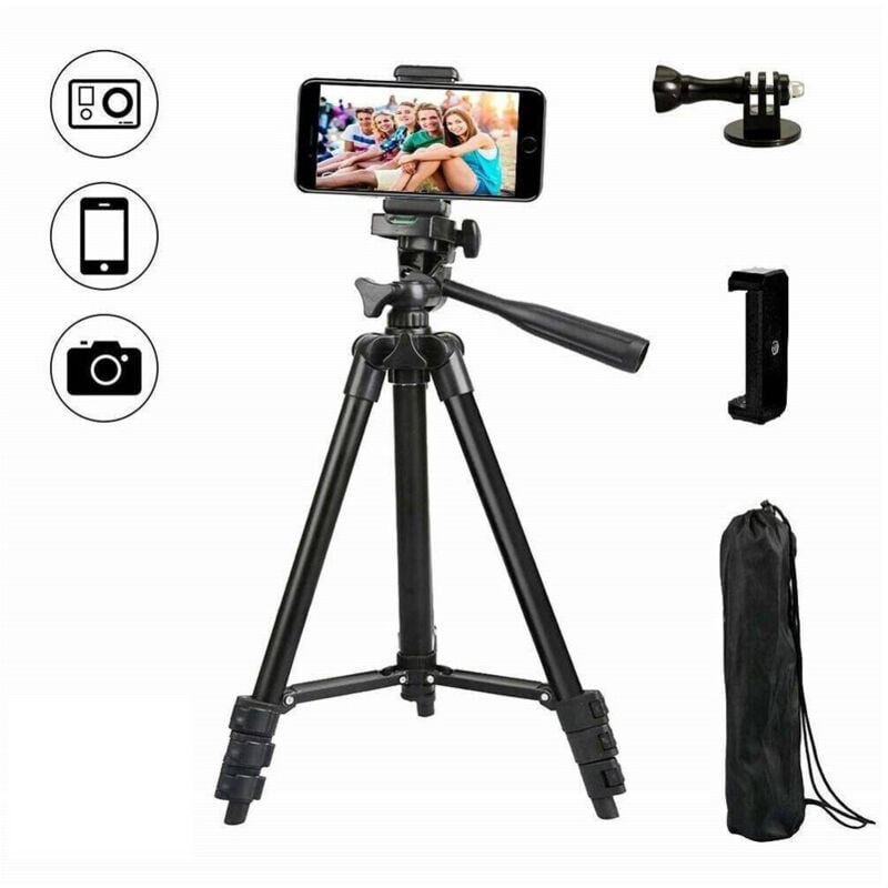 foto del prodotto treppiedi universale alluminio tripode cavalletto 102cm smartphone fotocamera trade shop traesio