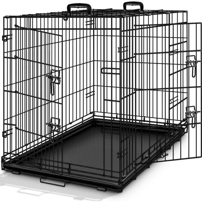 foto del prodotto tresko gabbie pieghevole 107 x 71 x 77 cm per cani e gatti trasportino con 2 porte in metallo box per animali cuccia pieghevole con vassoio