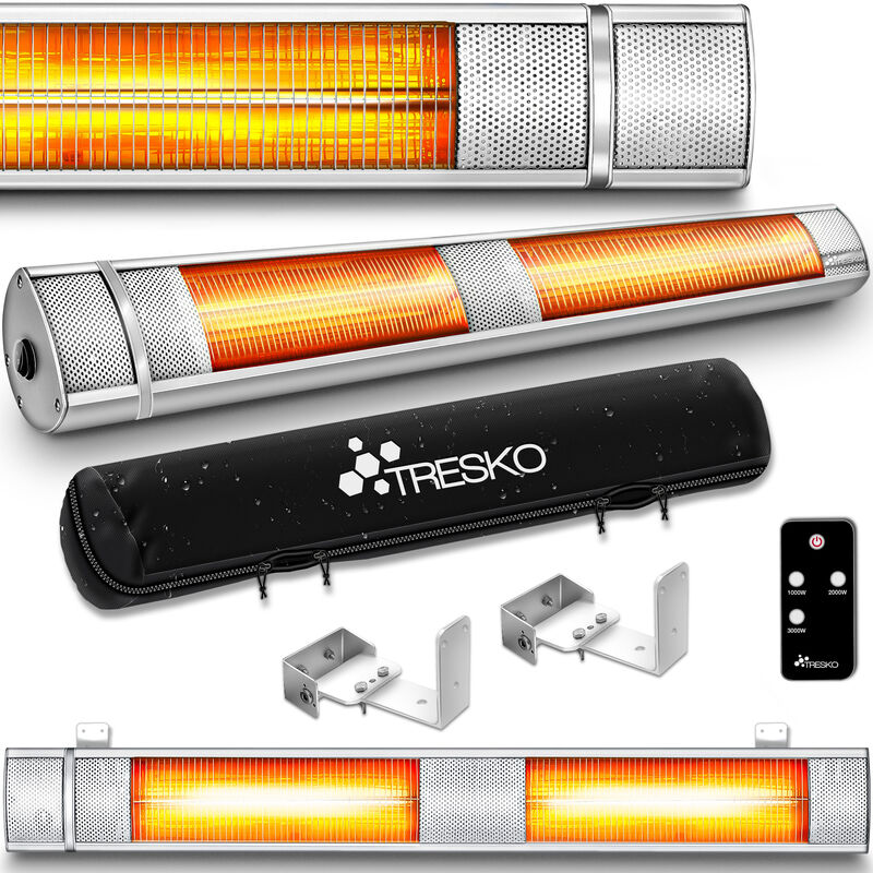 foto del prodotto tresko stufa a a infrarossi 3000w con telecomando riscaldatore elettrico patio con 3 livelli di calore riscaldatore patio interno esterno