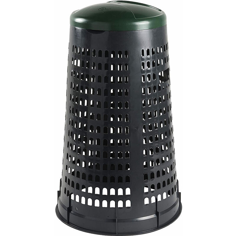 foto del prodotto trespolo bidone portasacco 110 lt spazzatura da rifiuti differenziati o da riordino fondo grigio coperchio verde mobil plastic