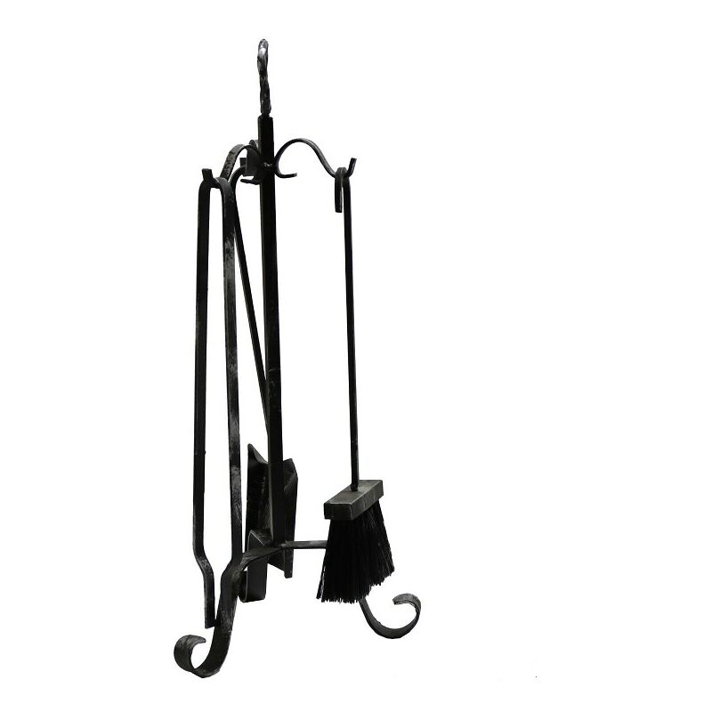 foto del prodotto trespolo in ferro accessori camino da 3 attrezzi