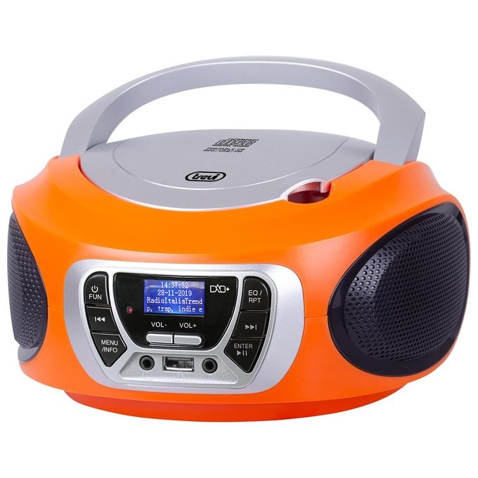 foto del prodotto trevi cmp 510 dab stereo portatile cd boombox radio dab dab con rds usb aux in presa cuffia arancio