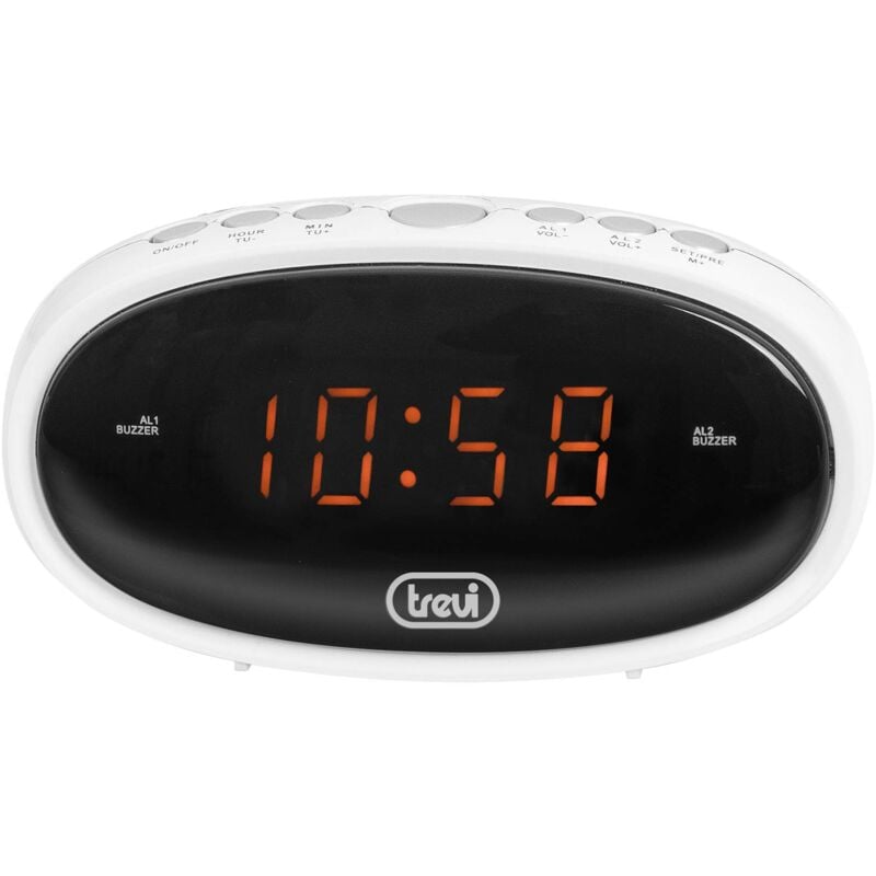 foto del prodotto trevi ec 880 sveglia da comodino con display led, orologio digitale con due allarmi programmabili, suoneria elettronica, funzione dimmer e snooze,