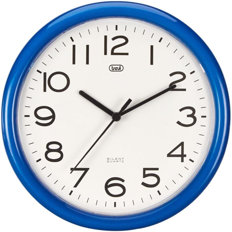 foto del prodotto trevi om 3301 orologio de silenzioso da parete de 25,5 cm diametro con de macchina al quarzo, colore blu
