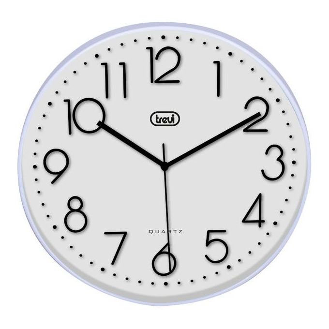 foto del prodotto trevi om 3508 s orologio da parete 30cm movimento silenzioso numeri in rilievo bianco