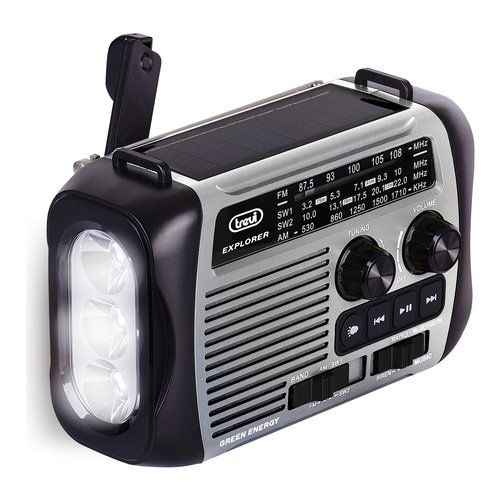 foto del prodotto trevi radio portatile dinamo e solare usb micro sd wireless e powerbank ra 7f30 bt grigio - 0ra7f3010