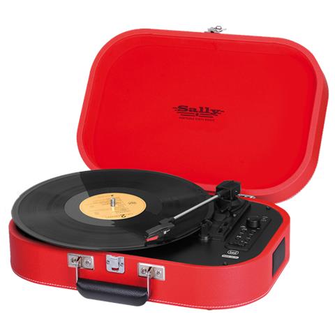 foto del prodotto trevi sally giradischi stereo wireless usb aux in batteria ricaricabile tt 1020 bt rosso
