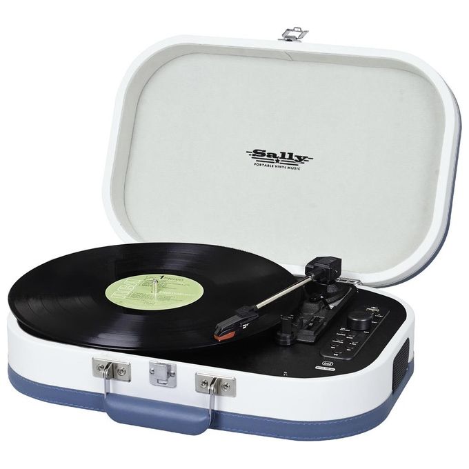 foto del prodotto trevi tt 1020 bt giradischi stereo vintage portatile con bluetooth mp3 usb e funzione encoding turchese