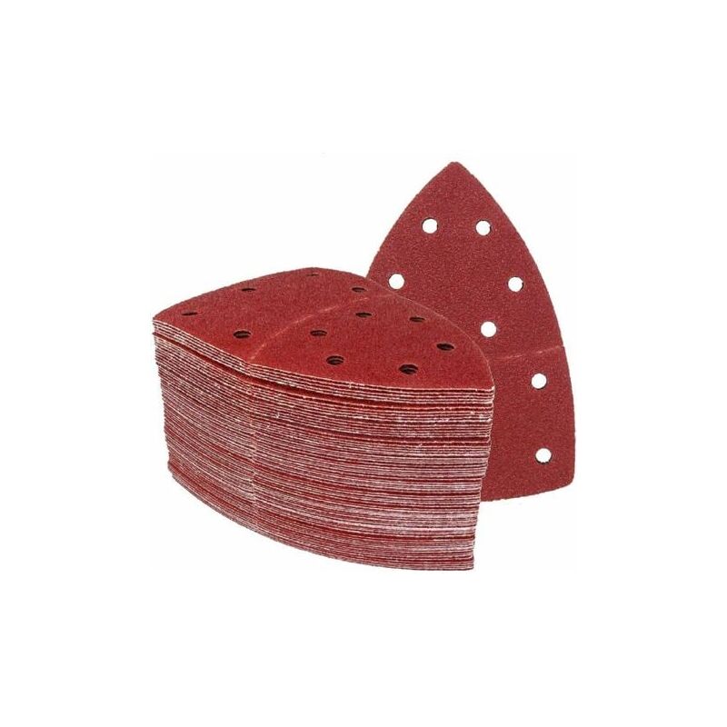 foto del prodotto triangoli abrasivi prio 60 pezzi 11 fori 105 x 152 mm confezione mista 10 x grana 40 60 80 120 180 240 ciascuna per levigatrici multiple 