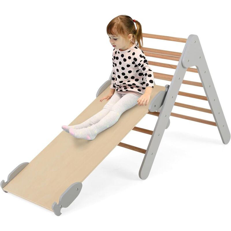 foto del prodotto triangolo da arrampicata per bambini, scivolo e arrampicata, materiale in legno, struttura stabile, per la camera dei bambini, l asilo, adatto ai