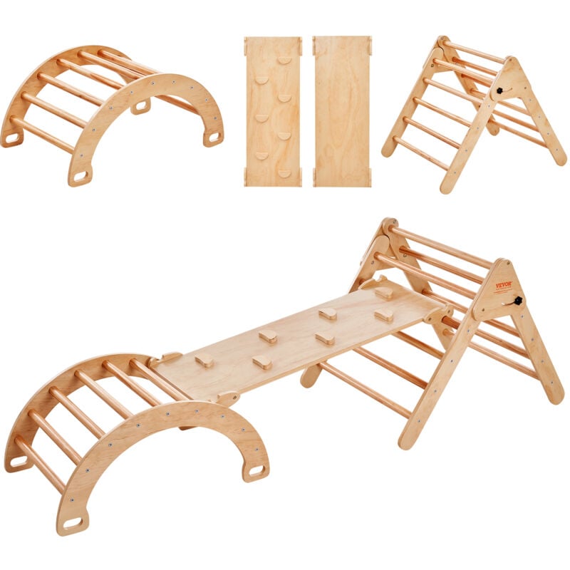 foto del prodotto triangolo di pikler, 5 in 1 giochi da arrampicata per bambini parco giochi al coperto, set da arrampicata montessori con triangolo, rampa e arco,