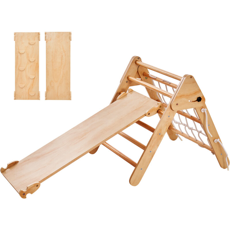 foto del prodotto triangolo di pikler set, 4 in 1 giochi da arrampicata per bambini parco, set da arrampicata montessori con triangolo e rampa, palestra da arrampicata