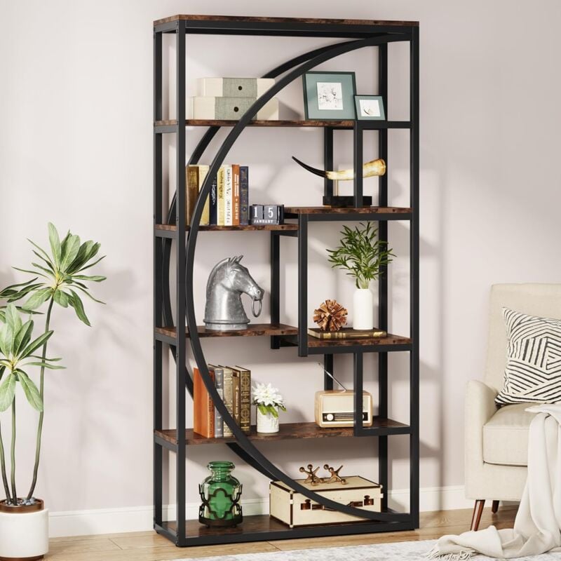 foto del prodotto tribesigns libreria a 5 livelli, scaffale portaoggetti, libreria alta 180 cm con 8 ripiani di stoccaggio aperti, struttura in metallo, per libri,