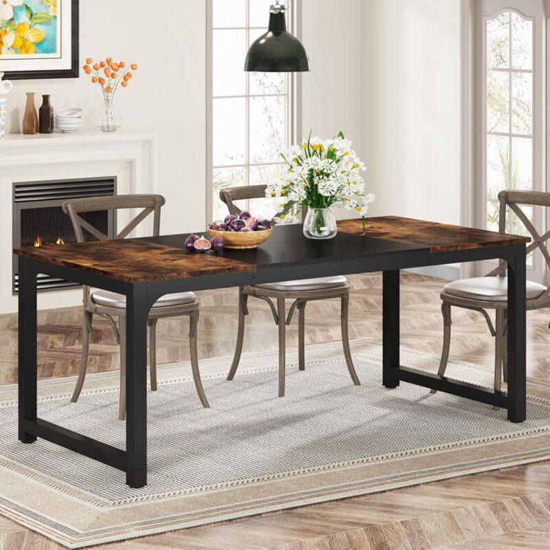 foto del prodotto tribesigns tavolo da pranzo industriale da 180,3 x 80 cm, per 6 8 persone, tavolo da pranzo rettangolare per sala da pranzo, cucina, soggiorno, con
