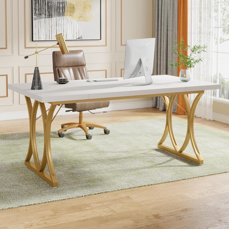 foto del prodotto tribesigns tavolo da scrivania per computer 159 x 79 x 78 cm, tavolo per pc moderno, tavolo da ufficio, tavolo da lavoro, tavolo da pranzo con