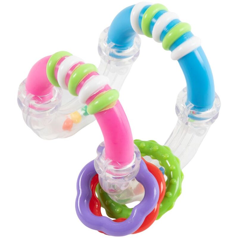 foto del prodotto trillino zig zag poupy per bambini sonoro, leggero e facile da impugnare, aiuta il bambino nella prima fase della crescita.