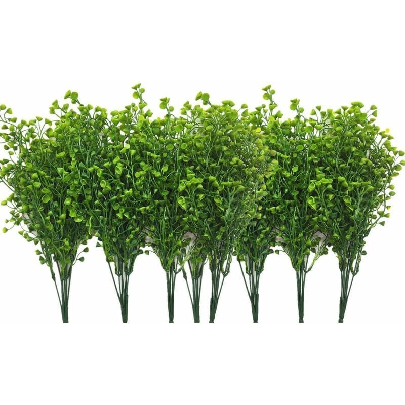 foto del prodotto trimec cespugli di piante artificiali, set di 8 arbusti di piante verdi finte in plastica per interni, esterni, casa, giardino, ufficio,