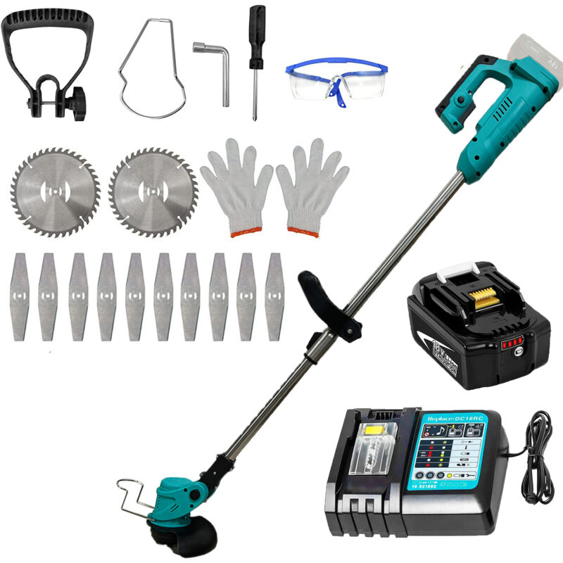 foto del prodotto trimmer a batteria, taglierina a batteria,tosaerba, con batteria 1x5.5a e caricabatterie dc18rc,compatibile con la batteria makita 18v
