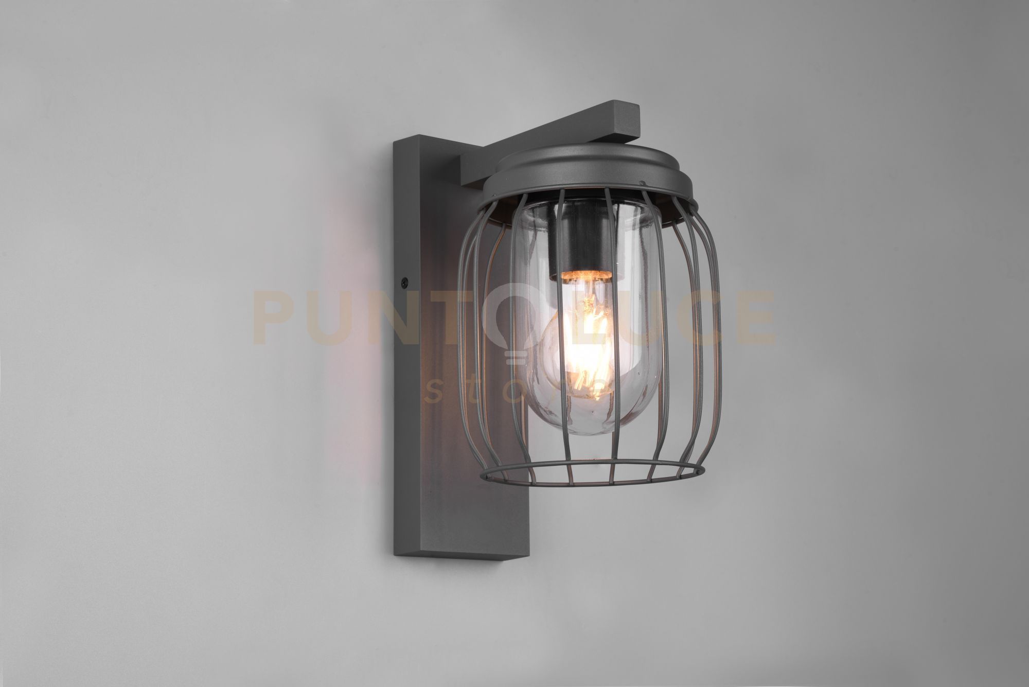 foto del prodotto trio applique esterno tuela con gabbia diffusore bianco ip44 h.28cm antracite 210860142