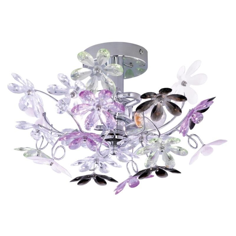 foto del prodotto trio applique flower fiori trasparenti e multicolor, diametro 38 cm