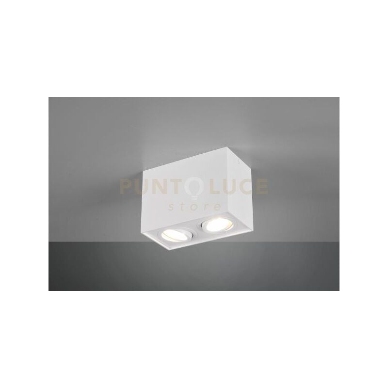 foto del prodotto trio biscuit cubo bianco 2 spots orientabili l. 17,8 x 9,6cm h. 12,5cm attacco gu10