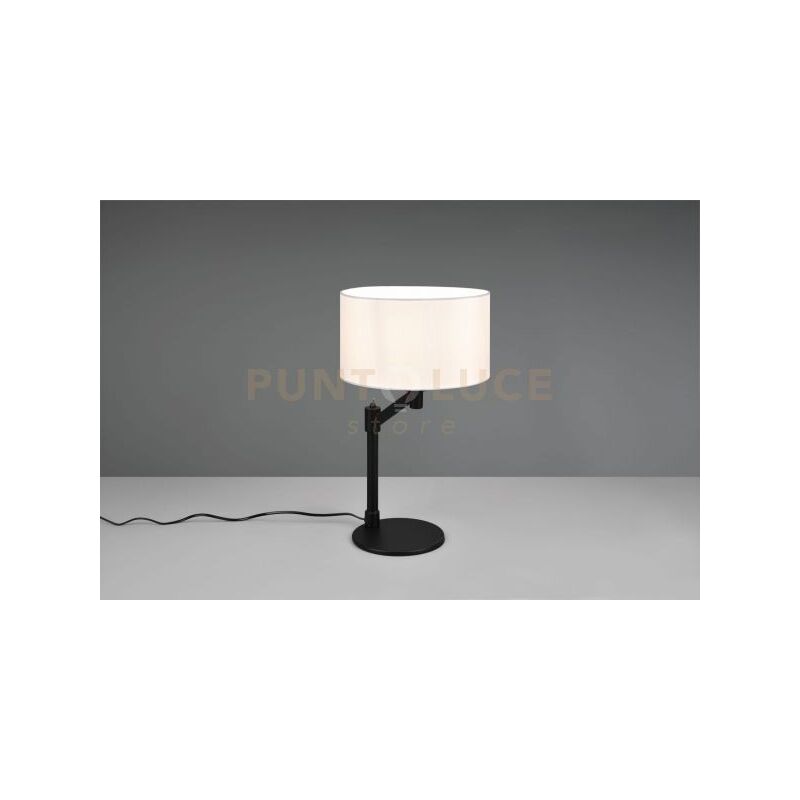 foto del prodotto trio cassio lampada da tavolo metallo nero con paralume bianco h. 48,3cm 1 luce attacco e27