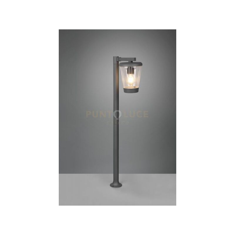 foto del prodotto trio cavado palo da esterno antracite con diffusore trasparente ip44 h. 100cm 1 luce attacco e27