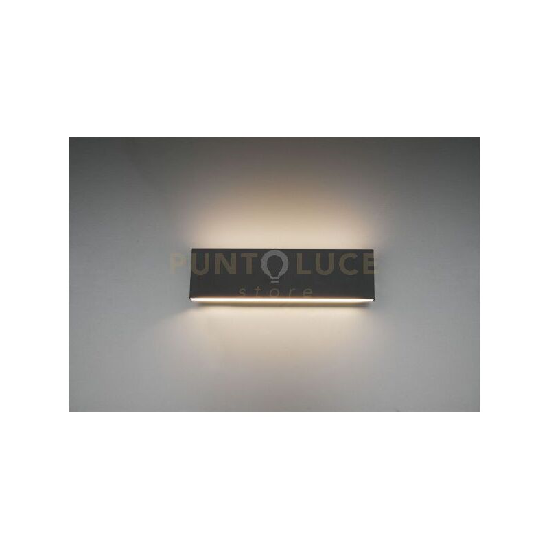 foto del prodotto trio concha applique led 6w 2x 600lm, 3000k bi emissione metallo colore antrecite con regolazione d intensita 3 step ad interruttore l. 28cm p.
